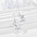 wholesale 925 Sterling Silver Purple Crystal Dragonfly Drop Earrings-0-1