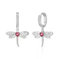 wholesale 925 Sterling Silver Red Crystal Dragonfly Heart Celtic Huggie Hoop Dangle Earrings Wholesale-0-0