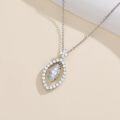 wholesale White Gold Plated Moissanite Geometric Marquise Solitaire Necklace, 1.0ct Center Stone, Adjustable Chain, Gift Box Included-0-2