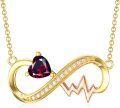 wholesale 14K Gold Gemstone Infinity Heartbeat Necklace for Women 16 18 -0-0