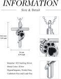 wholesale 925 Sterling Silver Cross Pendant with Black Onyx Heart and Paw Print Keepsake Jewelry for Dogs Cats Memorial Gifts-0-4