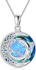 wholesale  Sterling Silver Blue Crystal Opal Zodiac Constellation Necklace -0-0
