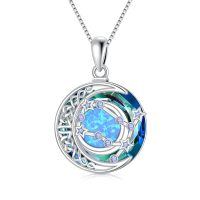 wholesale 925 Sterling Silver Aquamarine Opal Zodiac Constellation Locket Pendant Necklace-06-Gemini(5.21-6.21)-Alexandrite