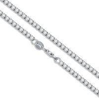 wholesale 925 Sterling Silver Green Zircon Necklace Wholesale With Clasp-cubic zirconia tennis necklace-2mm-15 inch-White