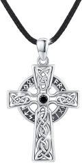wholesale 925 Sterling Silver Viking Valknut Pendant with Black Onyx Stone and Celtic Knot Design - Mens Womens Jewelry-0-0