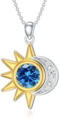 wholesale Silver Gold Sun and Moon Necklace with Stone Women s Gift-0-0