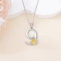wholesale 925 Sterling Silver Lily Flower Pendant Necklace w/ Gold Lucky Number 0-9 Charm-0-4