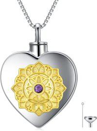 wholesale TOUPOP Urn Necklaces For Ashes Sterling Silver Sunflower Heart Pendnat Necklace Locket Cremation Jewelry Memorial Keepsake Jewelry W/funnel Filler Gifts For Women -undefined