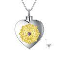 TOUPOP Sterling Silver Sunflower Heart Cremation Locket Necklace-0-0