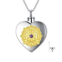 TOUPOP Sterling Silver Sunflower Heart Cremation Locket Necklace-undefined