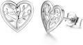 wholesale 925 Sterling Silver Tree of Life Heart Stud Earrings for Women Hypoallergenic s with Gift Box-0-0