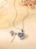 wholesale 925 Sterling Silver Heart Sunflower Cremation Pendant Urn Necklace for Ashes with Funnel and Fill Kit - Memorial Keepsake Jewelry-0-3