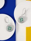 wholesale 925 Sterling Silver Celtic Knot Green Crystal Shamrock Drop Earrings Luck s for Women Girls 4-Leaf Clover Charm Pendant Necklace Set Irish Style Accessories-0-3