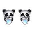 wholesale 925 Sterling Silver Panda Moonstone Stud Earrings Platinum Plated Cute Animal Jewelry For Women-0-0