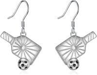 wholesale 925 Sterling Silver Pickleball Paddle & Ball Dangle Earrings Sports Gift for Her-Pickleball