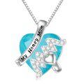 wholesale 925 Sterling Silver Pendant Necklace With Created Blue Stone Heart Cupid Arrow For Mom-0-0