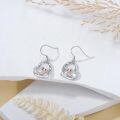 wholesale 925 Sterling Silver I Love You Forever Sloth Dangle Earrings with Cubic Zirconia and Heart-Shaped Pendant-0-4