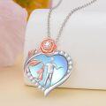 wholesale 925 Sterling Silver Rose Gold Heart Dance Couple Moonstone Pendant Necklace-0-2