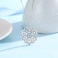 wholesale 925 Sterling Silver Blue Crystal Evil Eye Lotus Flower Mandala Pendant Necklace-0-1