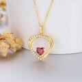 wholesale 14K Gold Heart-Shaped Red Stone Pendant Necklace with Chain - 18 Inches Long-0-5