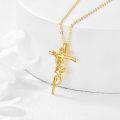 wholesale 14K Gold Rose Flower Cross Pendant Necklaces Christian s for Women-0-3