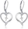 wholesale 925 Sterling Silver Star Cutout Heart Dangle Earrings for Women Gifts-0-0