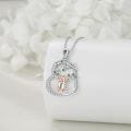 wholesale 925 Sterling Silver Heart Pendant Necklace w/ Adorable Hamster Charm & Green Stones for Girls/Women-0-4