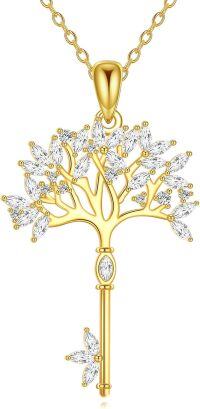 wholesale 925 Sterling Silver Tree of Life Pendant Necklaces with Cubic Zirconia and Gold Plated Chain for Women  45cm Length-Tree of Life