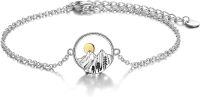 wholesale 925 Sterling Silver Abalone Shell Mountain Charm Bracelet for Skiing and Hiking Enthusiasts-Mountain bracelet