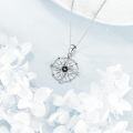 wholesale 925 Sterling Silver Compass Necklace with Black Crystal and Chain - Gifts for Women & Girls-0-3