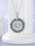 wholesale 925 Sterling Silver Celtic Knot Compass Pendant Necklace for Men & Women-0-3