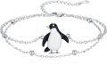 wholesale 925 Sterling Silver Penguin Anklet with Chain and Beads Adjusted Length for Women Girls Gift 24cm-36cm Long-0-0