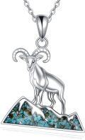 wholesale 925 Sterling Silver Mountain Turquoise Goat Pendant Necklace-0-0