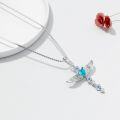 wholesale 925 Sterling Silver Angel Wing Heart Pendant Necklace w/Moonstone & Turquoise Stone  for Her-0-5