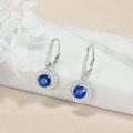 wholesale 925 Sterling Silver Round Blue Sapphire Drop Earrings Gemstone s for Her-0-1