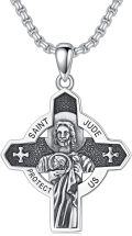wholesale 925 Sterling Silver Cross Pendant with Saint Jude Protection - Religious Jewelry for Men and Women -0-0