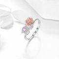 wholesale 925 Sterling Silver Pink Flower Open Adjustable Ring for Women-0-2