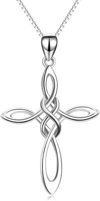wholesale 925 Sterling Silver Celtic Knot Cross Necklace Infinity Love Irish Jewelry for Women-A Silver Celtic Knot Cross Necklace