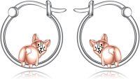 wholesale 925 Sterling Silver Rose Gold Plated Cute Dog Hoop Earrings for Women Girls Gift Animals Jewelry Accessories-Cute Dog