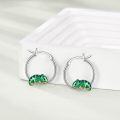 wholesale 925 Sterling Silver Green Chameleon Hoop Earrings for Women Girls-0-2