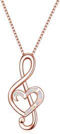 wholesale Sterling Silver Opal Rose Music Note Necklace for Women Girls Dance Teacher-0-6
