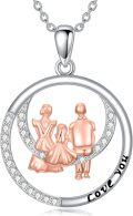 wholesale 925 Sterling Silver Love You Family Pendant Necklace for Daughter from Dad Mom-0-0