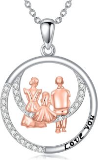 wholesale 925 Sterling Silver Love You Family Pendant Necklace for Daughter from Dad Mom-Family