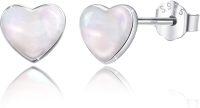 wholesale 925 Sterling Silver Heart Shape Mother of Pearl Stud Earrings for Women Girls Gifts Jewelry Accessories Hypoallergenic Safe 6MM Size-Heart Sterling Silver