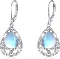 wholesale 925 Sterling Silver Moonstone Lapis Lazuli Peridot Amethyst Teardrop Dangle Earrings-Moonstone Earrings celtic
