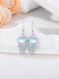 wholesale 925 Sterling Silver Blue Moonstone Jellyfish Dangle Drop Earrings for Women Gift-0-4