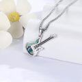 wholesale 925 Sterling Silver Guitar Shaped Abalone Shell Musical Instrument Pendant Necklace for Women Girls Gifts-0-2
