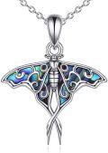 wholesale 925 Sterling Silver Abalone Shell Luna Moth Pendant Necklace for Women-0-0