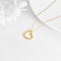 wholesale 14K Gold Hollow Heart Pendant Necklace with Cubic Zirconia Gemstones for Women's Gifts-0-3