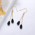 wholesale 14K Gold  Teardrop Black Onyx Drop Earrings for Women Gifts-0-1